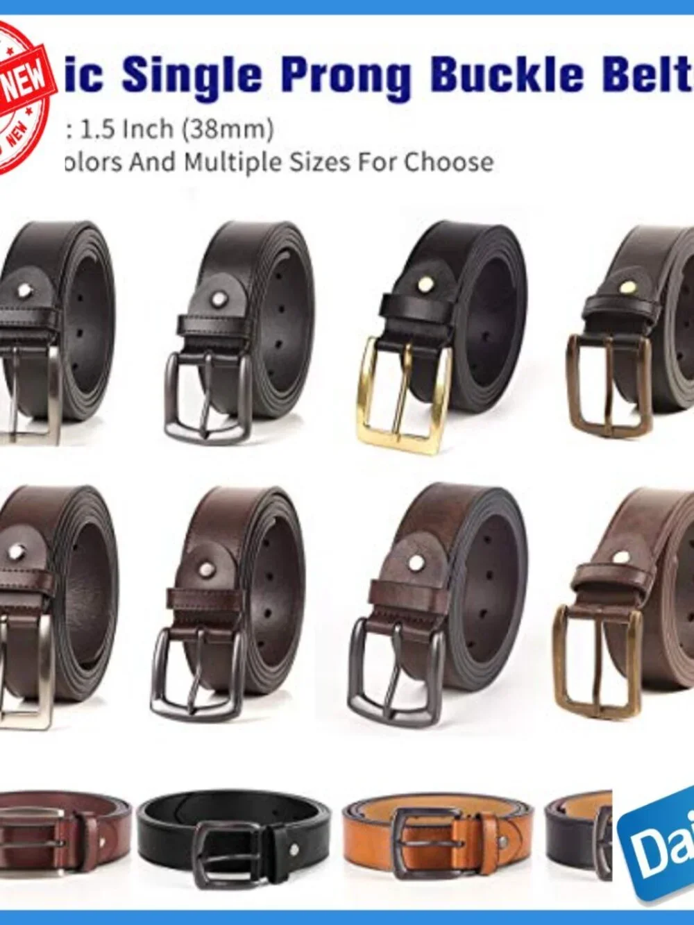 Men's Genuine Leather Belt Big & Tall 36-94 Inch Adjustable Dress Casual